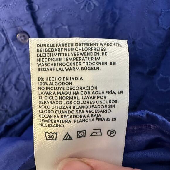 Lands End womens dress balloon sleeve eyelet embroidered pockets drop waist - Picture 10 of 14